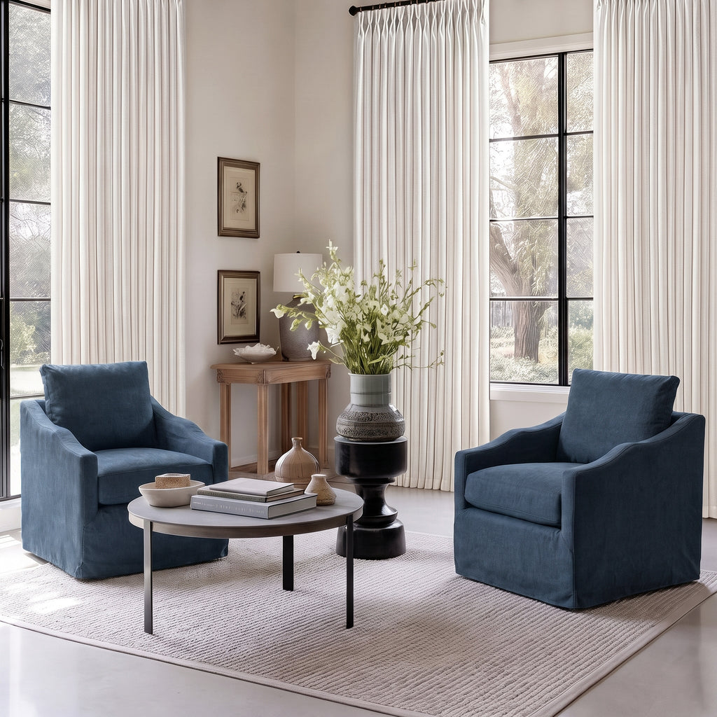 Charles Slipcover Swivel Barrel Chair