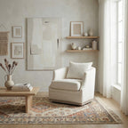Minerva Linen Swivel Barrel Chair