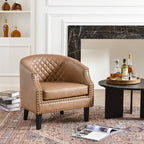 Louis Faux Leather Tufted Club Chair