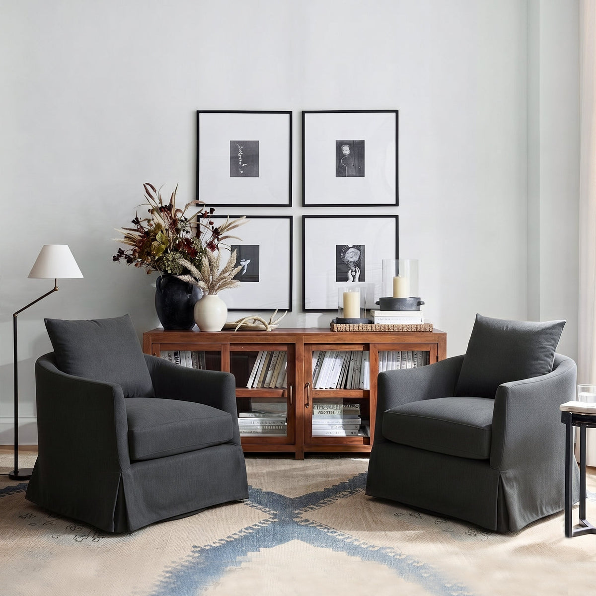 Eliza Slipcover Swivel Barrel Chair