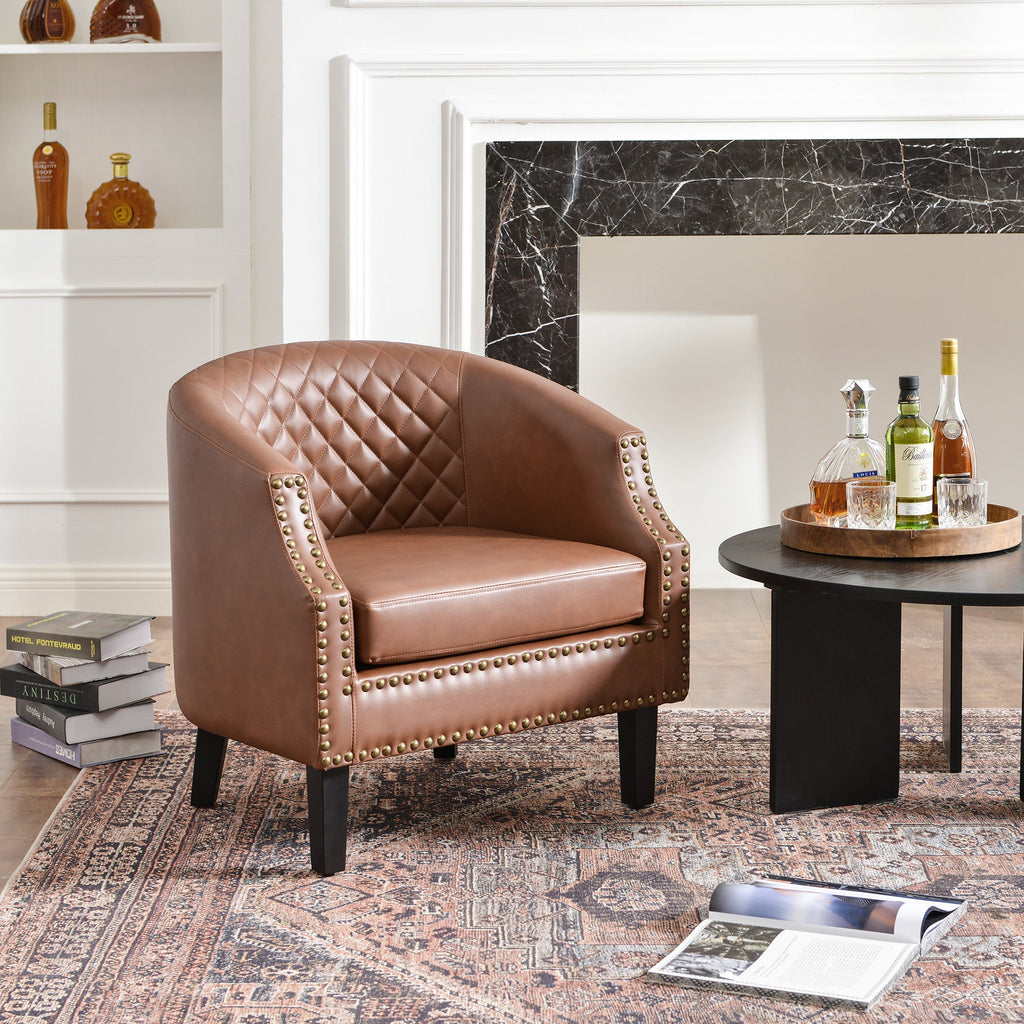 Louis Faux Leather Tufted Club Chair