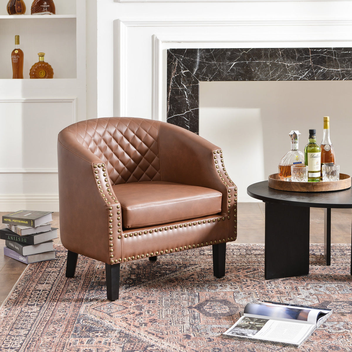 Louis Faux Leather Tufted Club Chair