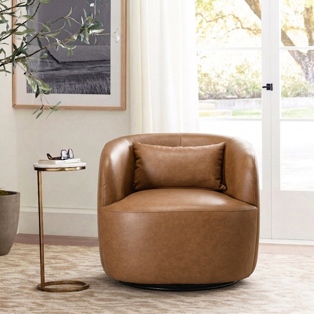 Ashlie Faux Leather Swivel Chair