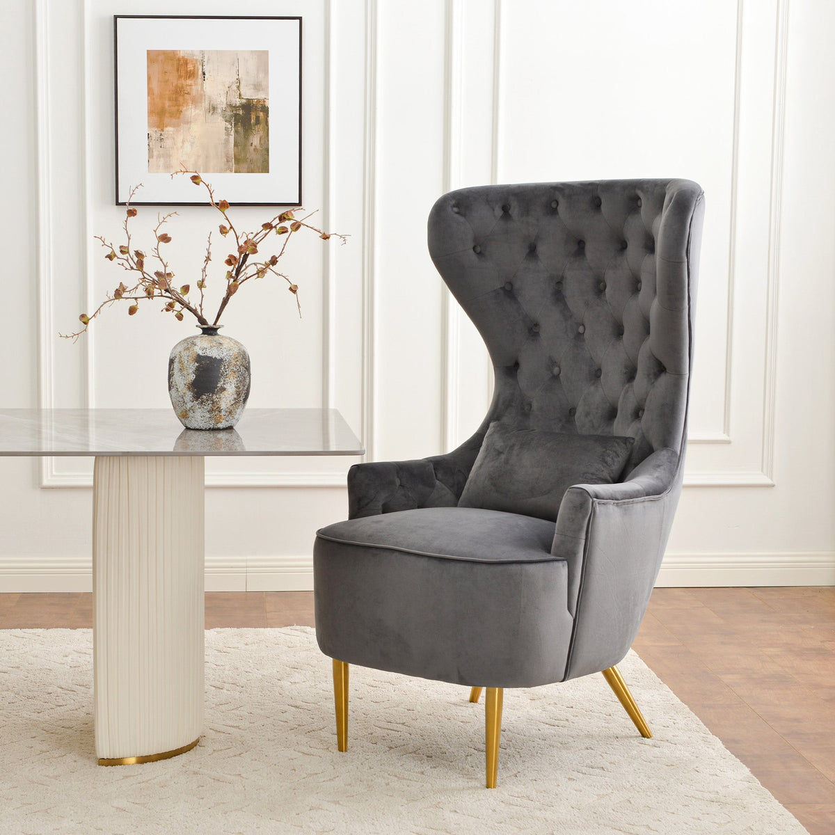 Letitia Velvet Wingback Accent Chair