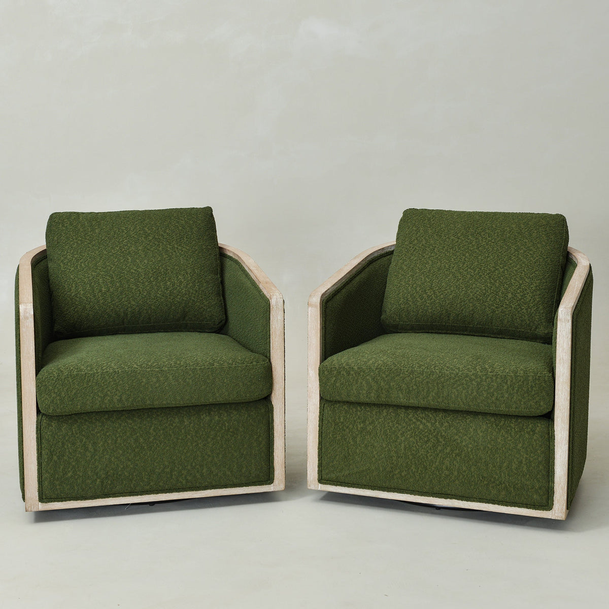 Claude Bouclé Swivel Barrel Chair