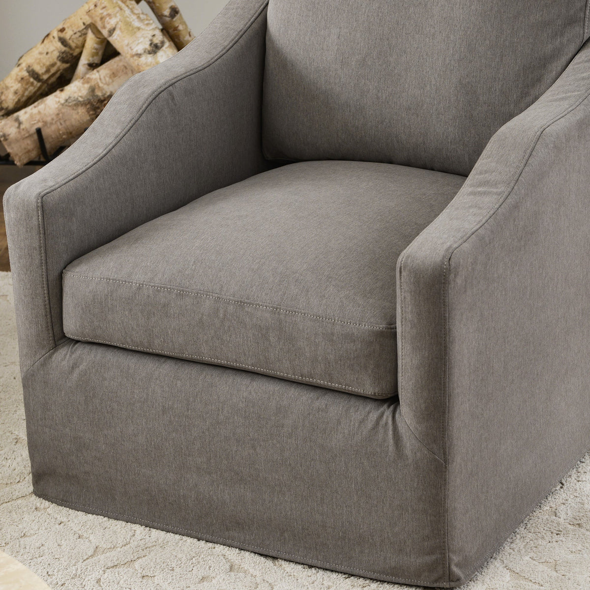 Charles Slipcover Swivel Barrel Chair