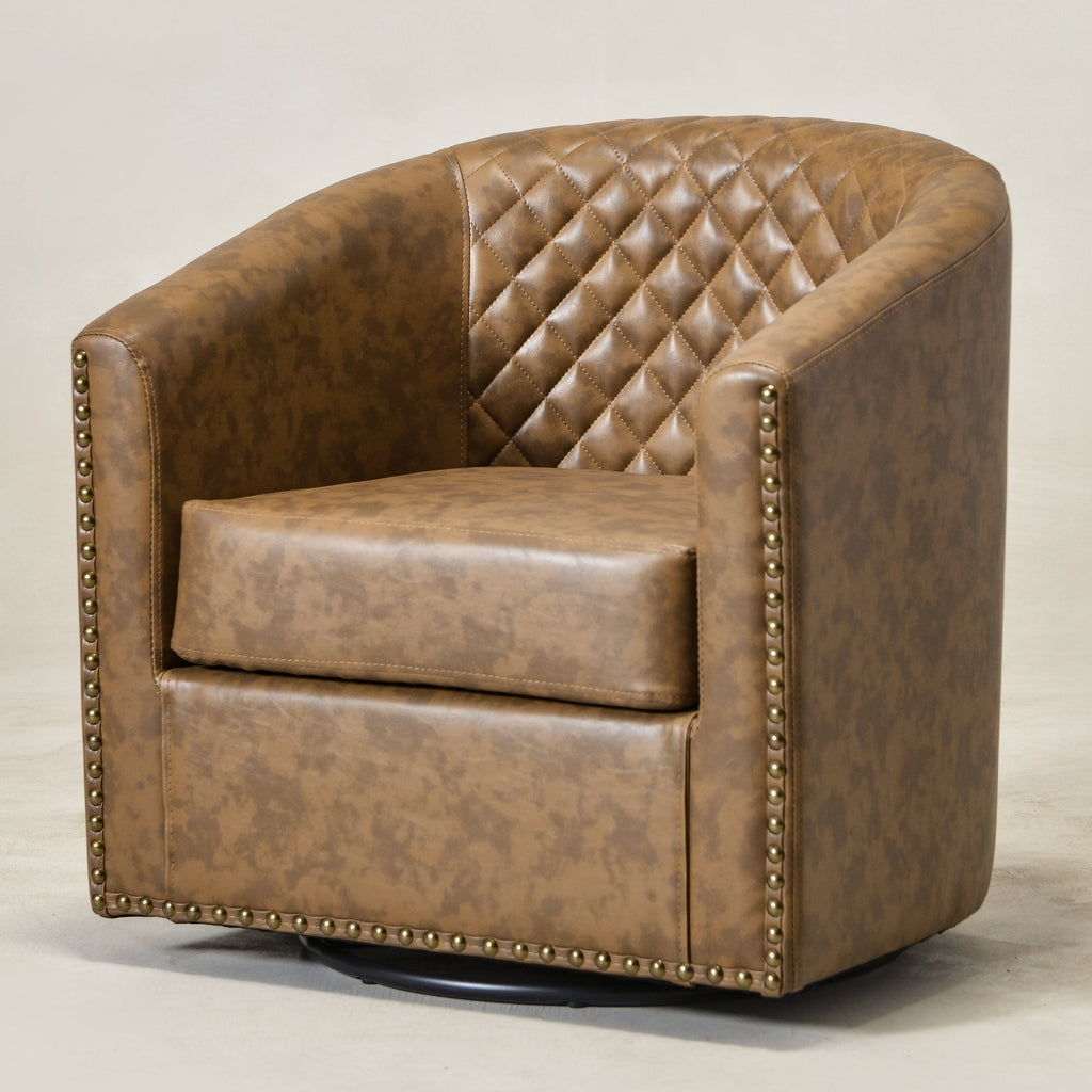 Logan Faux Leather Tufted Swivel Club Chair