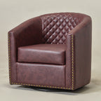 Logan Faux Leather Tufted Swivel Club Chair