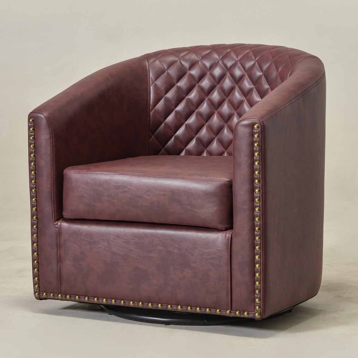 Logan Faux Leather Tufted Swivel Club Chair