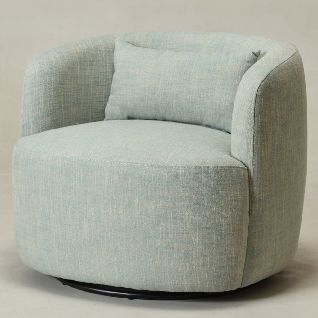 Ashlie Linen Swivel Barrel Chair
