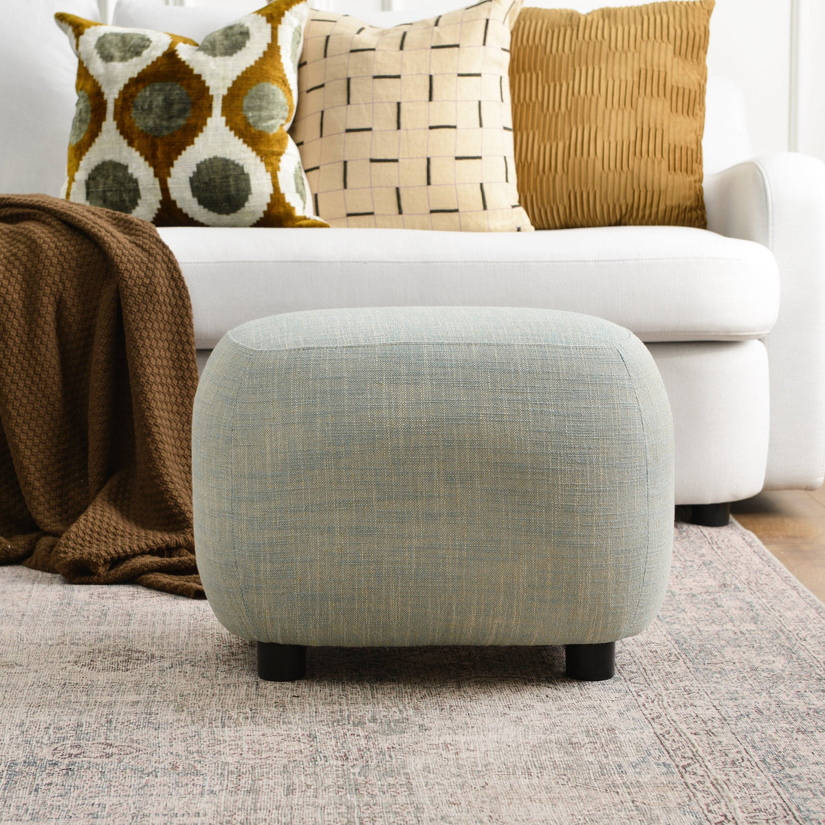 Elmer Linen Ottoman