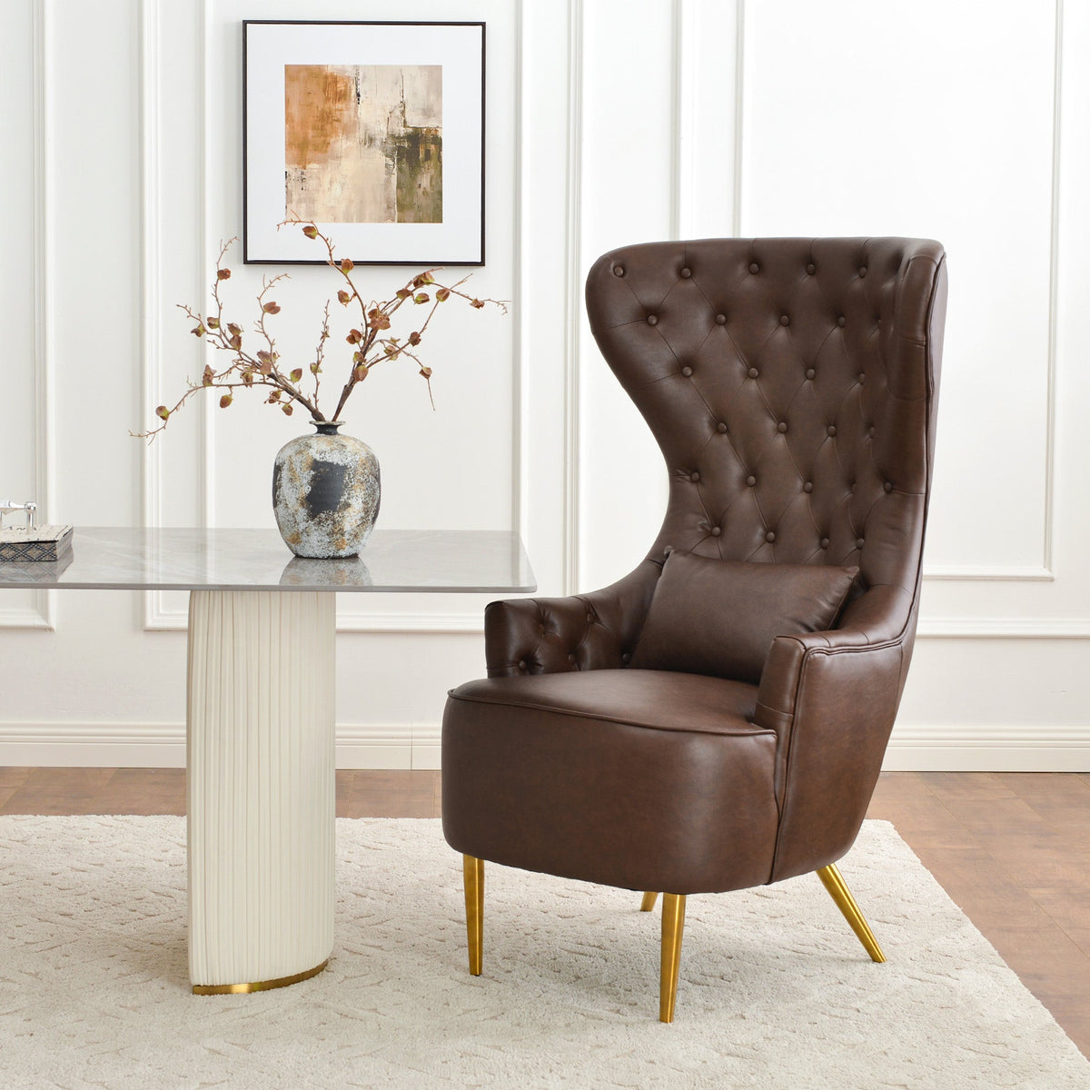Letitia Faux Leather Wingback Chair