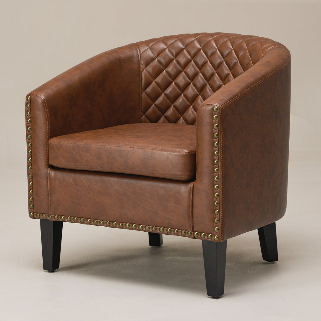 Logan Faux Leather Tufted Club Chair
