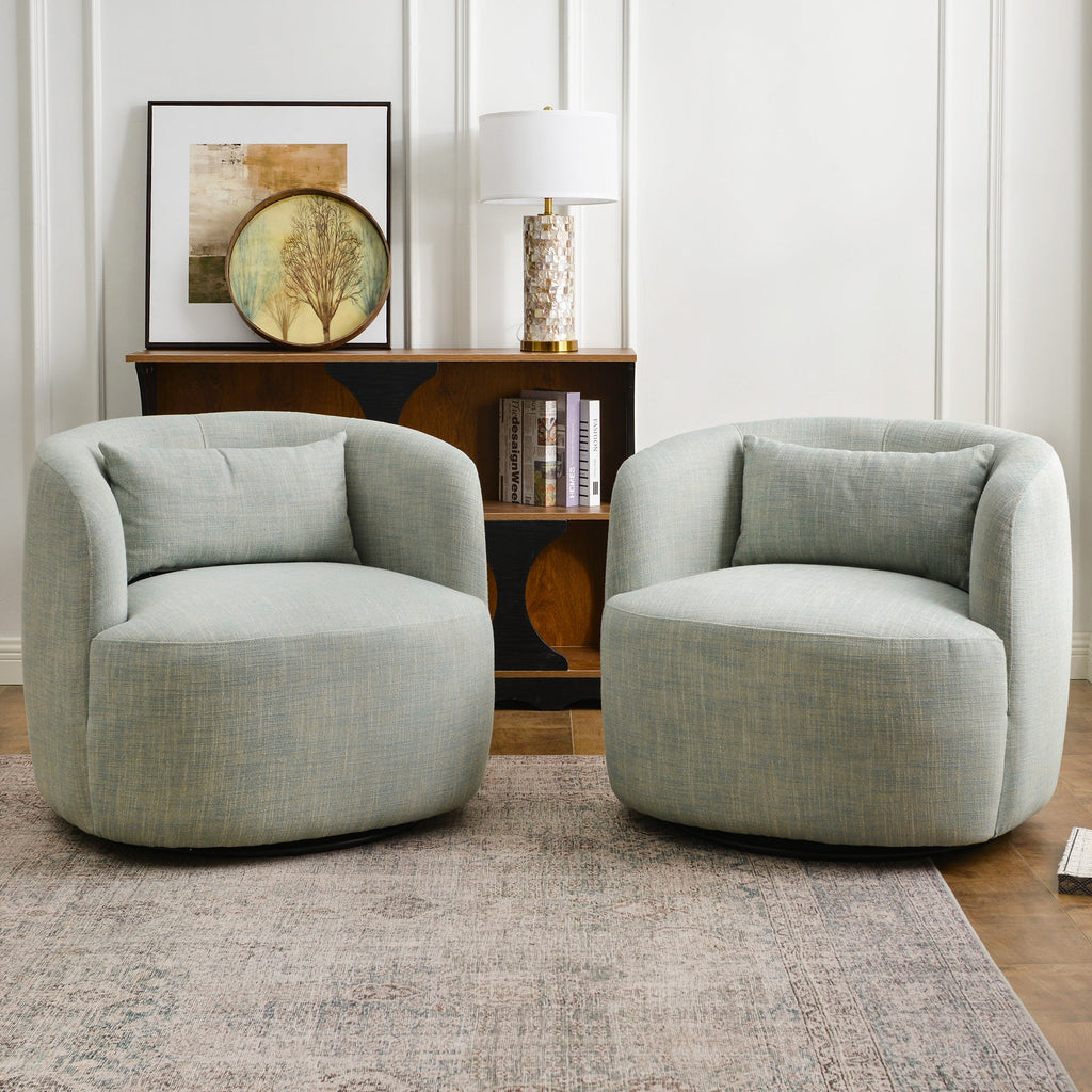 Ashlie Linen Swivel Barrel Chair