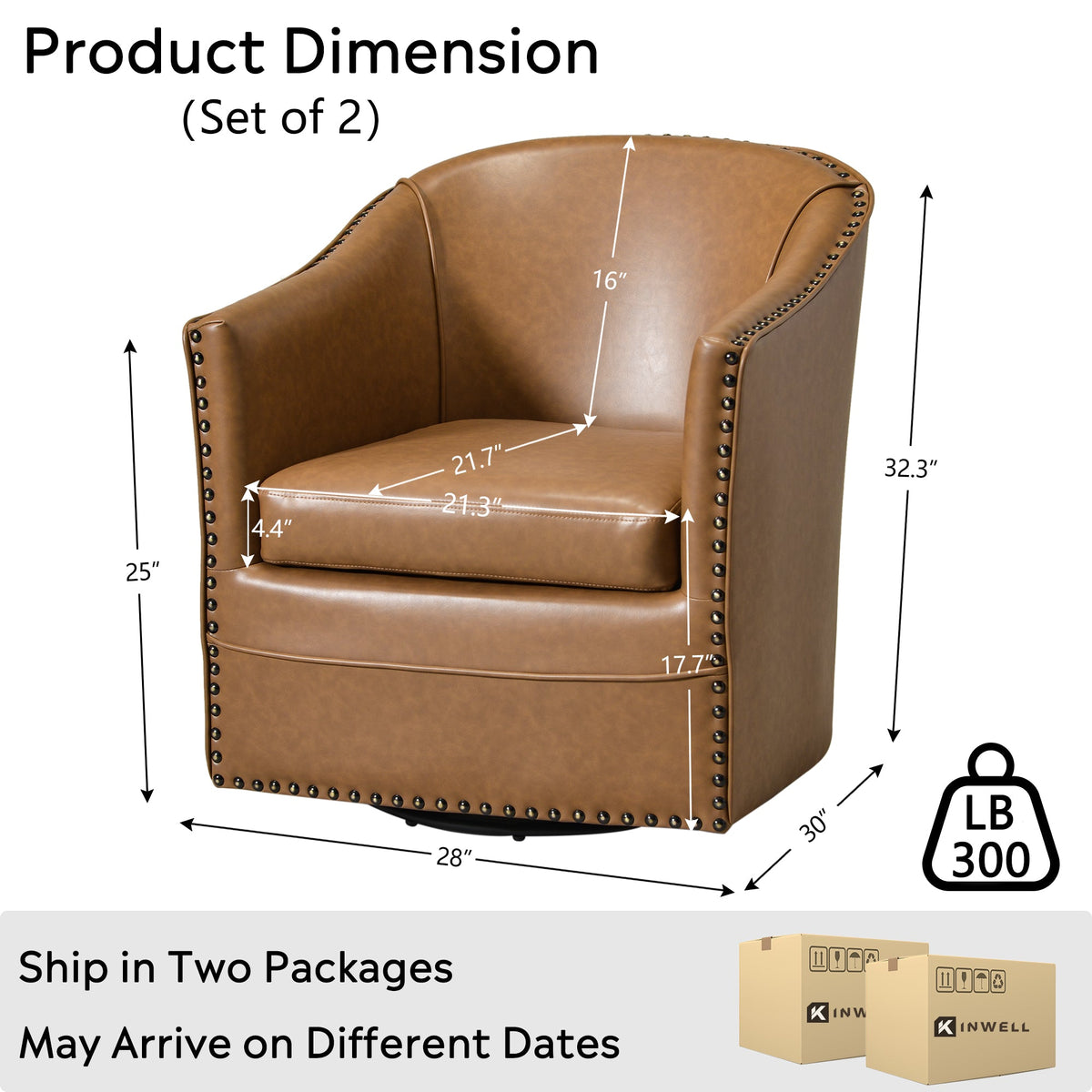 Lawton Faux Leather Tufted Swivel Barrel Chair