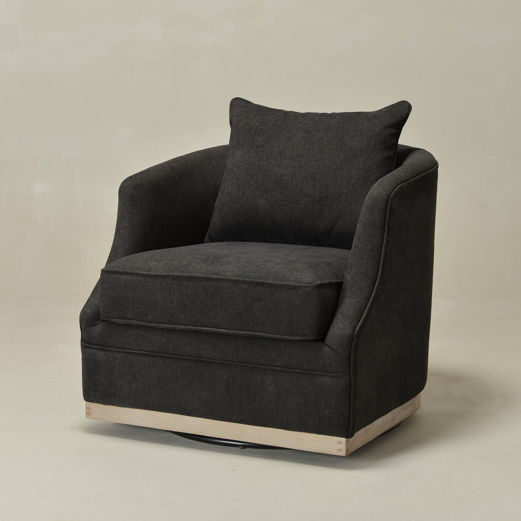Minerva Linen Swivel Barrel Chair