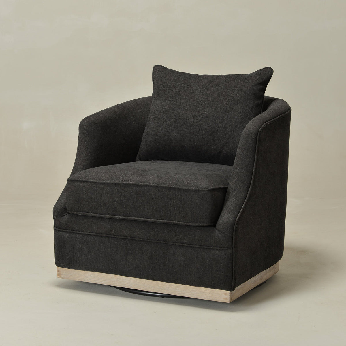 Minerva Linen Swivel Barrel Chair