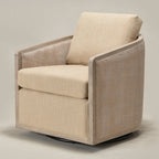 Claude Linen Swivel Cane Chair