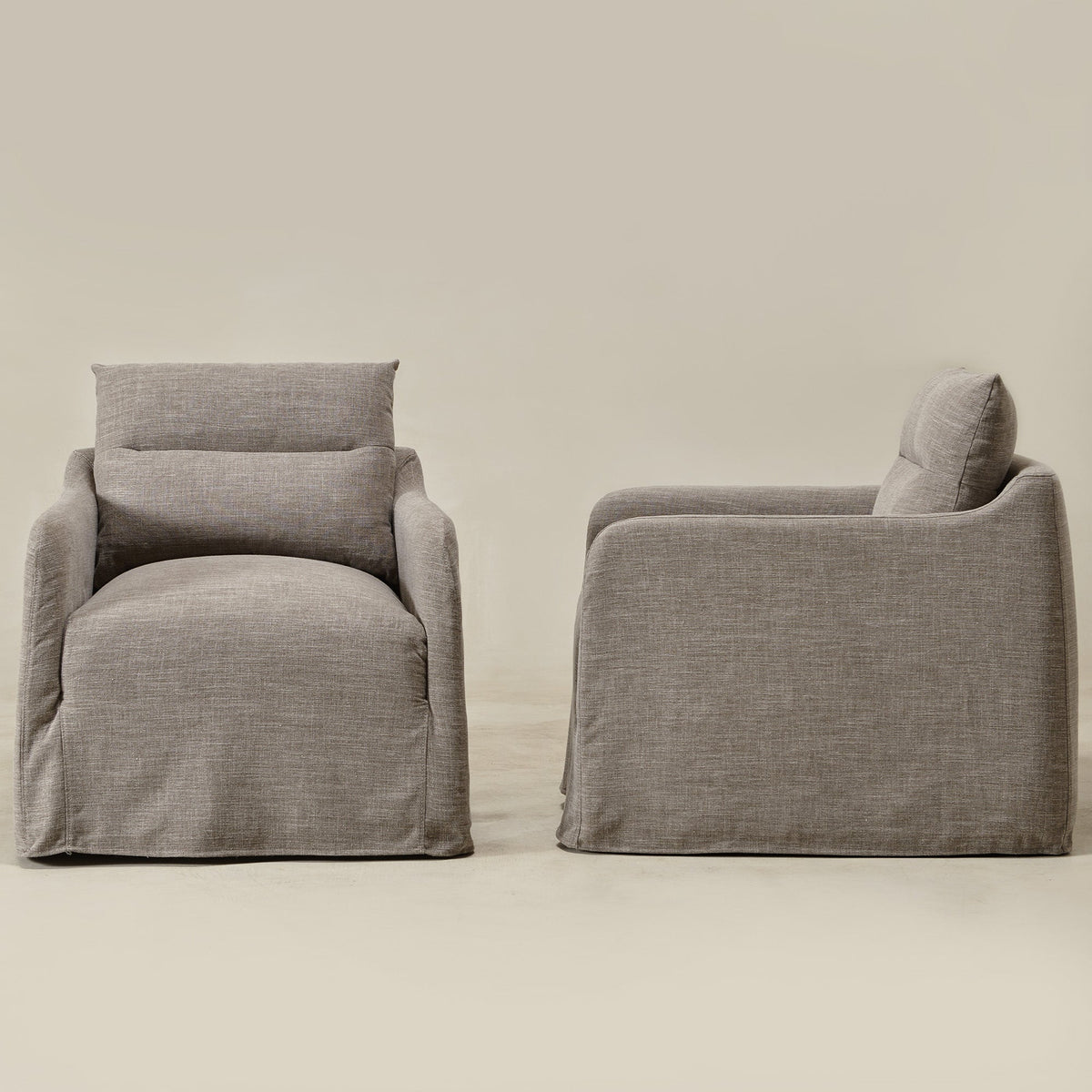Clara Linen Slipcover Swivel Chair