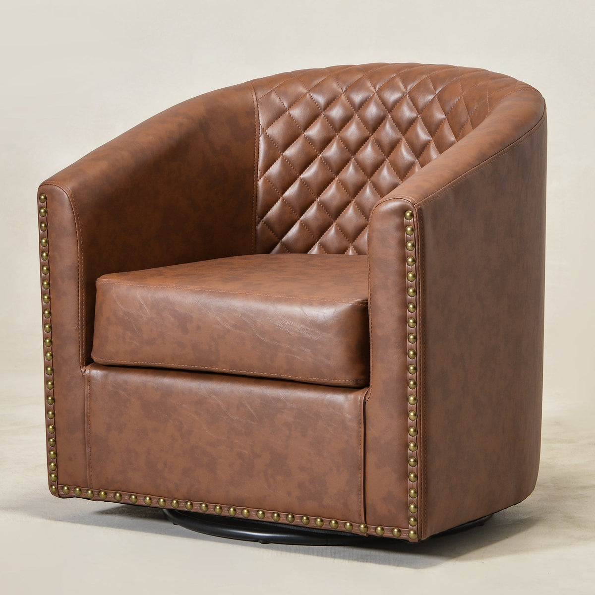 Logan Faux Leather Tufted Swivel Club Chair