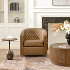 Logan Faux Leather Tufted Swivel Club Chair
