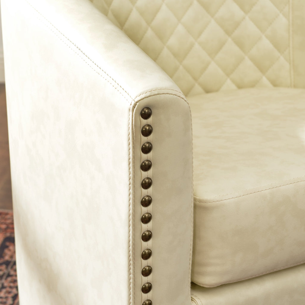Logan Faux Leather Tufted Swivel Club Chair