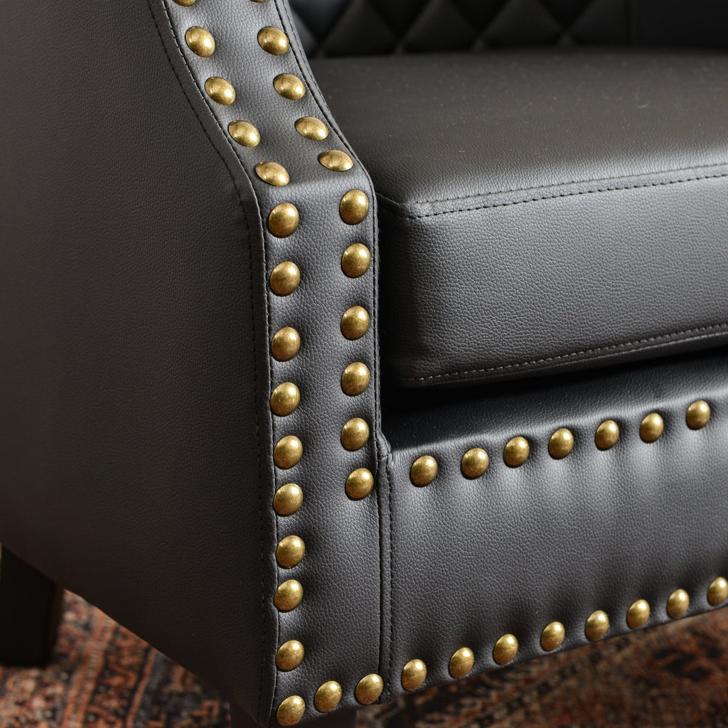 Louis Faux Leather Tufted Club Chair