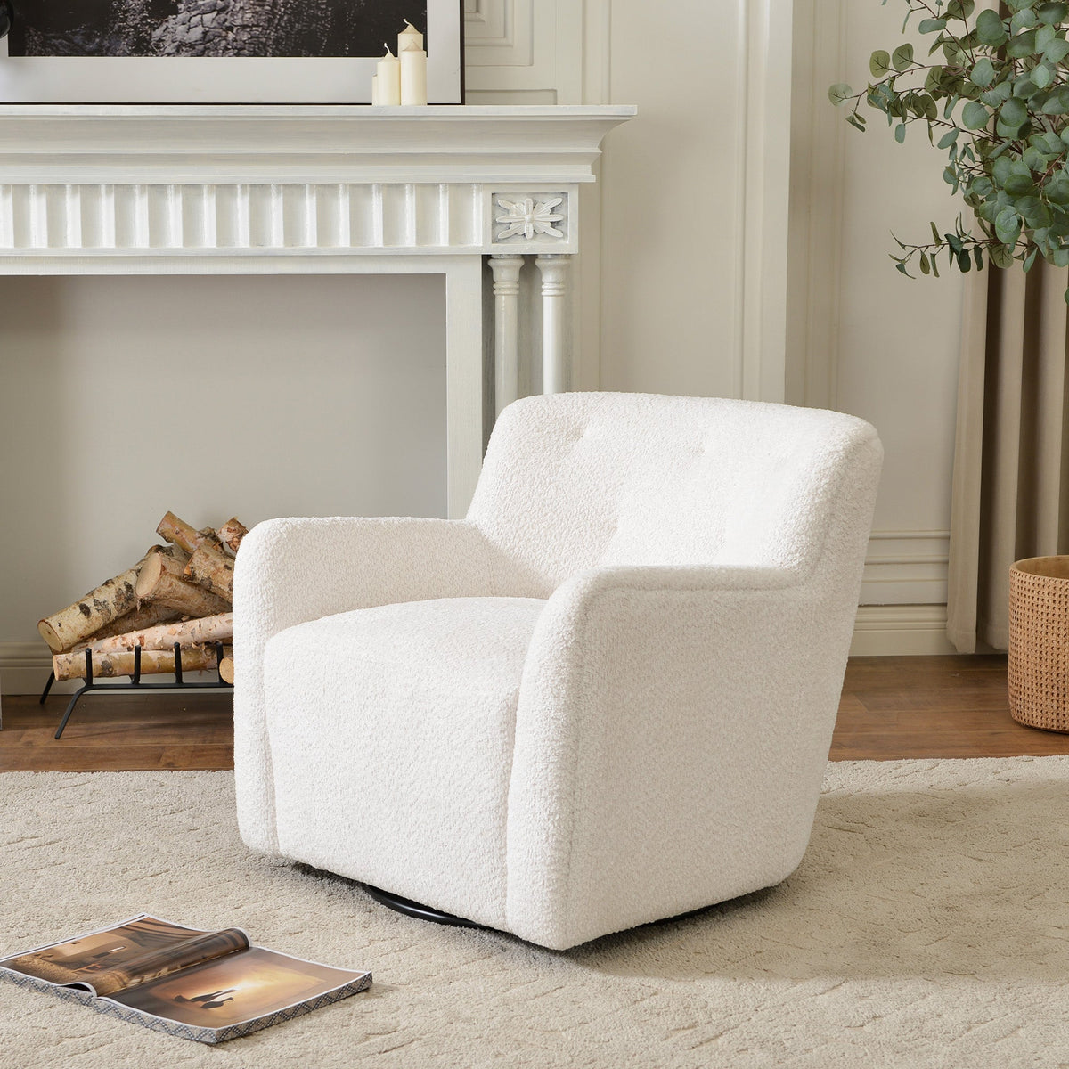 Vestie Chenille Swivel Barrel Chair