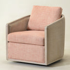 Claude Linen Swivel Cane Chair