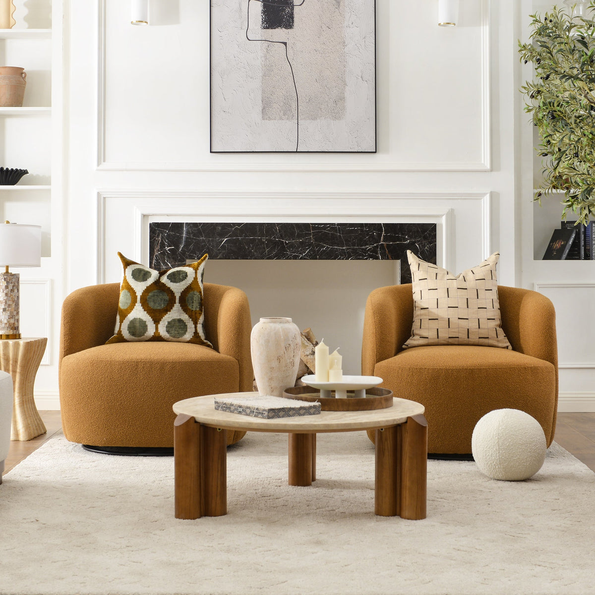 Ashlie Bouclé Swivel Barrel Chair