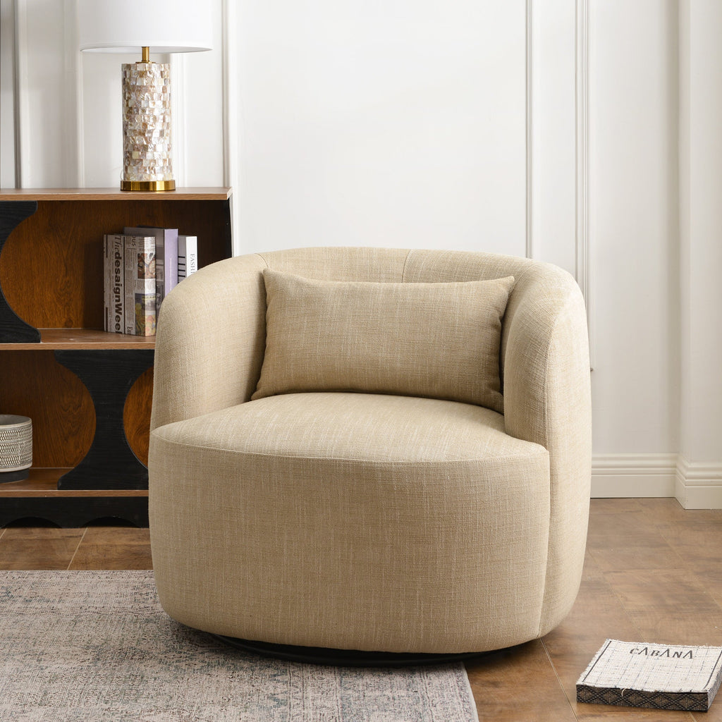 Ashlie Linen Swivel Barrel Chair