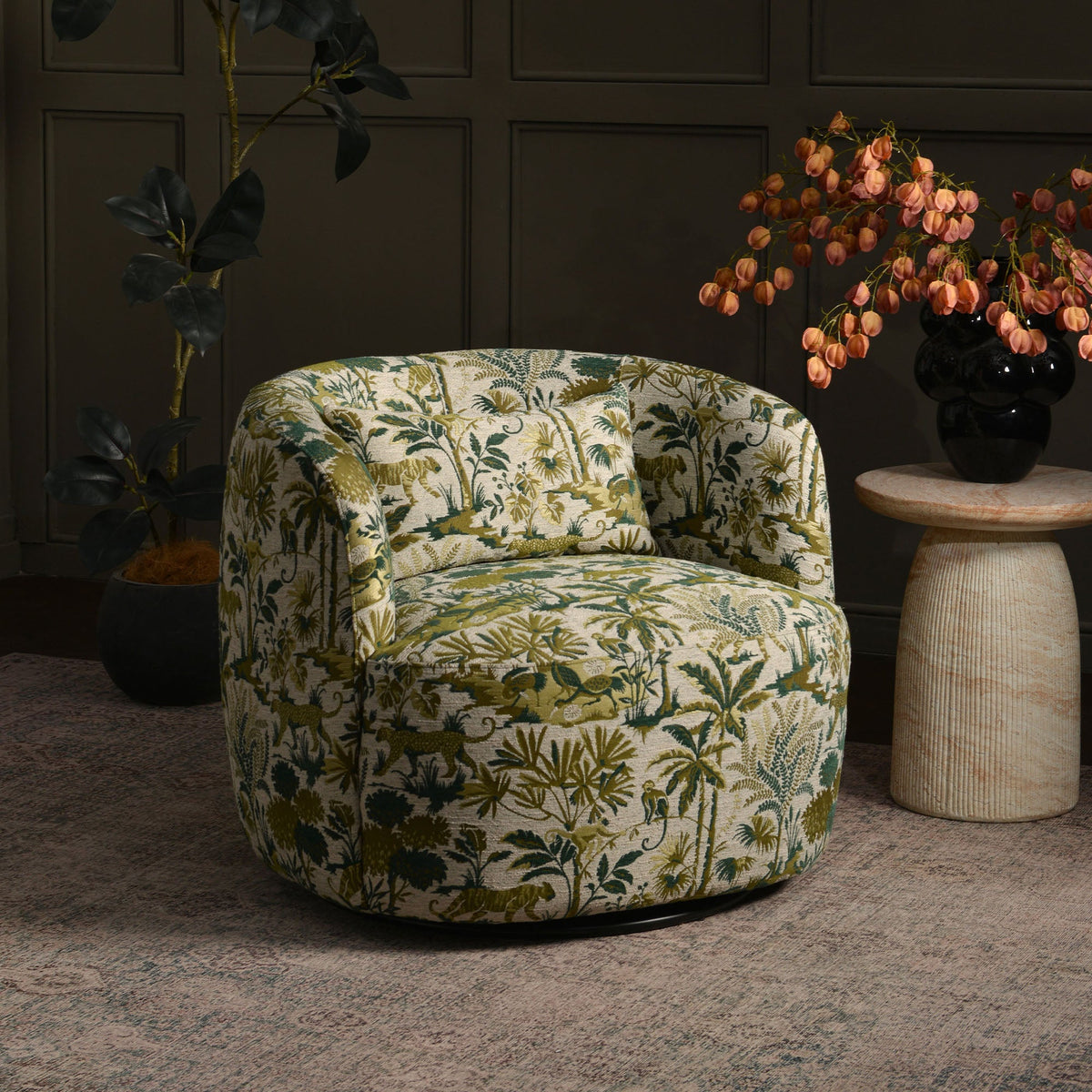 Teratect Exclusive | Ashlie Embroidered Fabric Swivel Chair