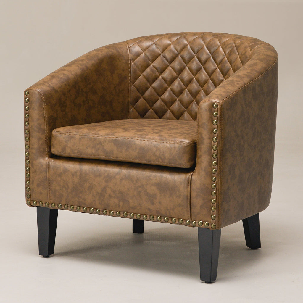 Logan Faux Leather Tufted Club Chair