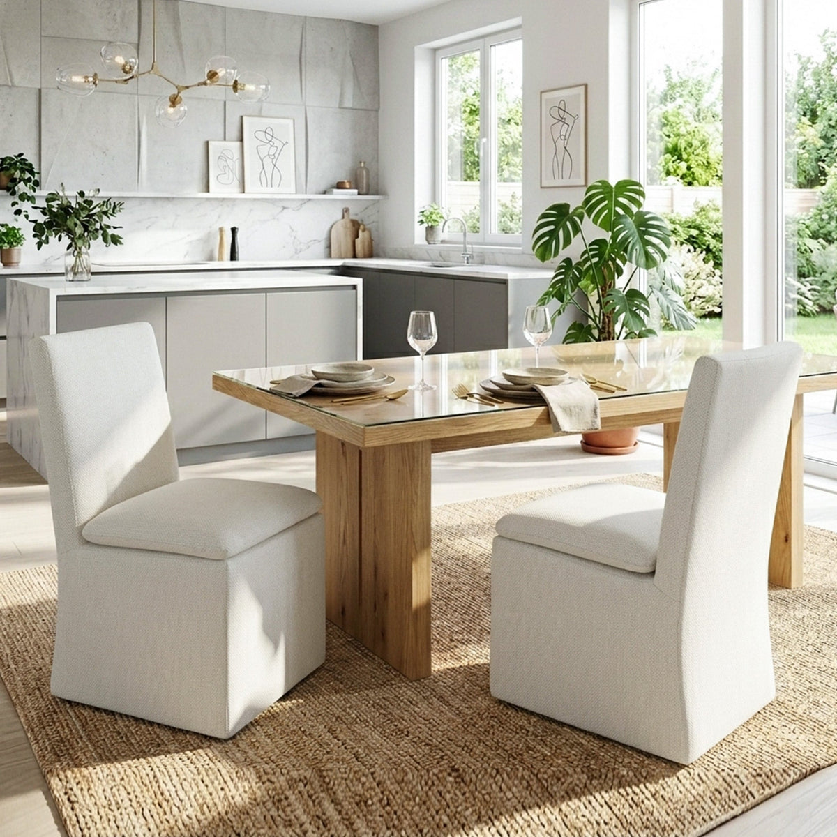Diane Performance Dining Side Chair with Casters