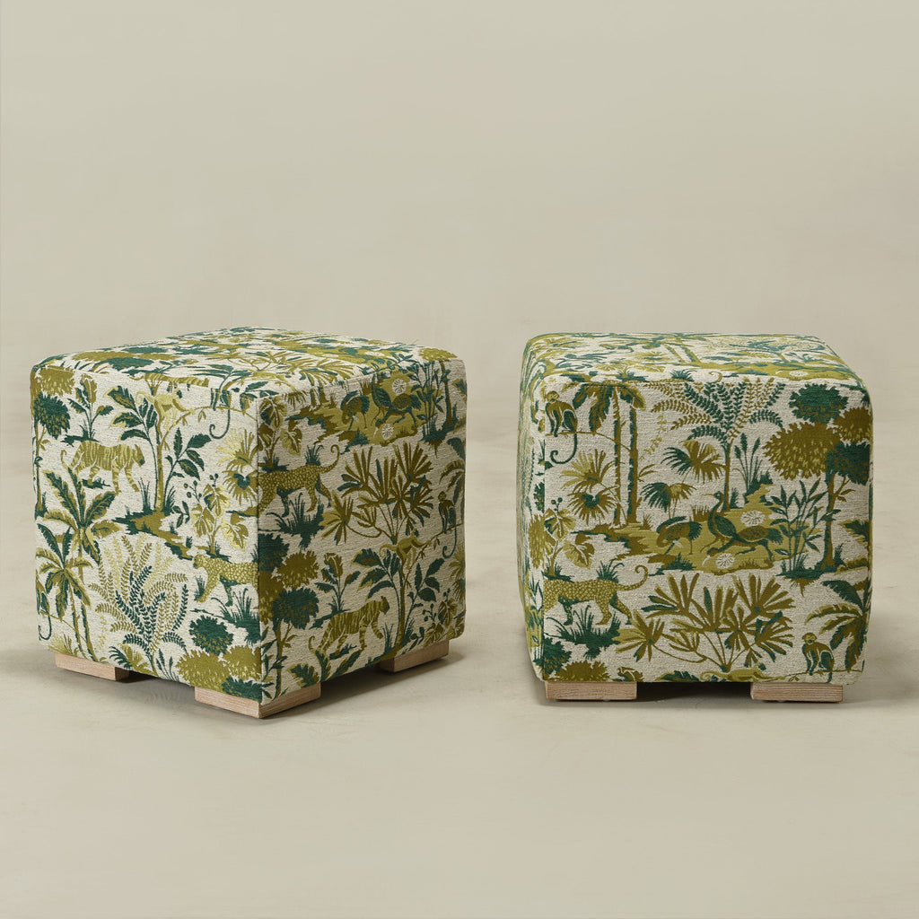 Teratect Exclusive | Ida Embroidered Fabric Square Ottoman