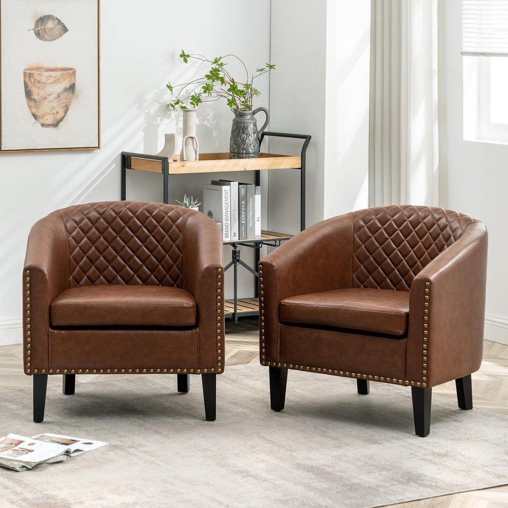 Logan Faux Leather Tufted Club Chair