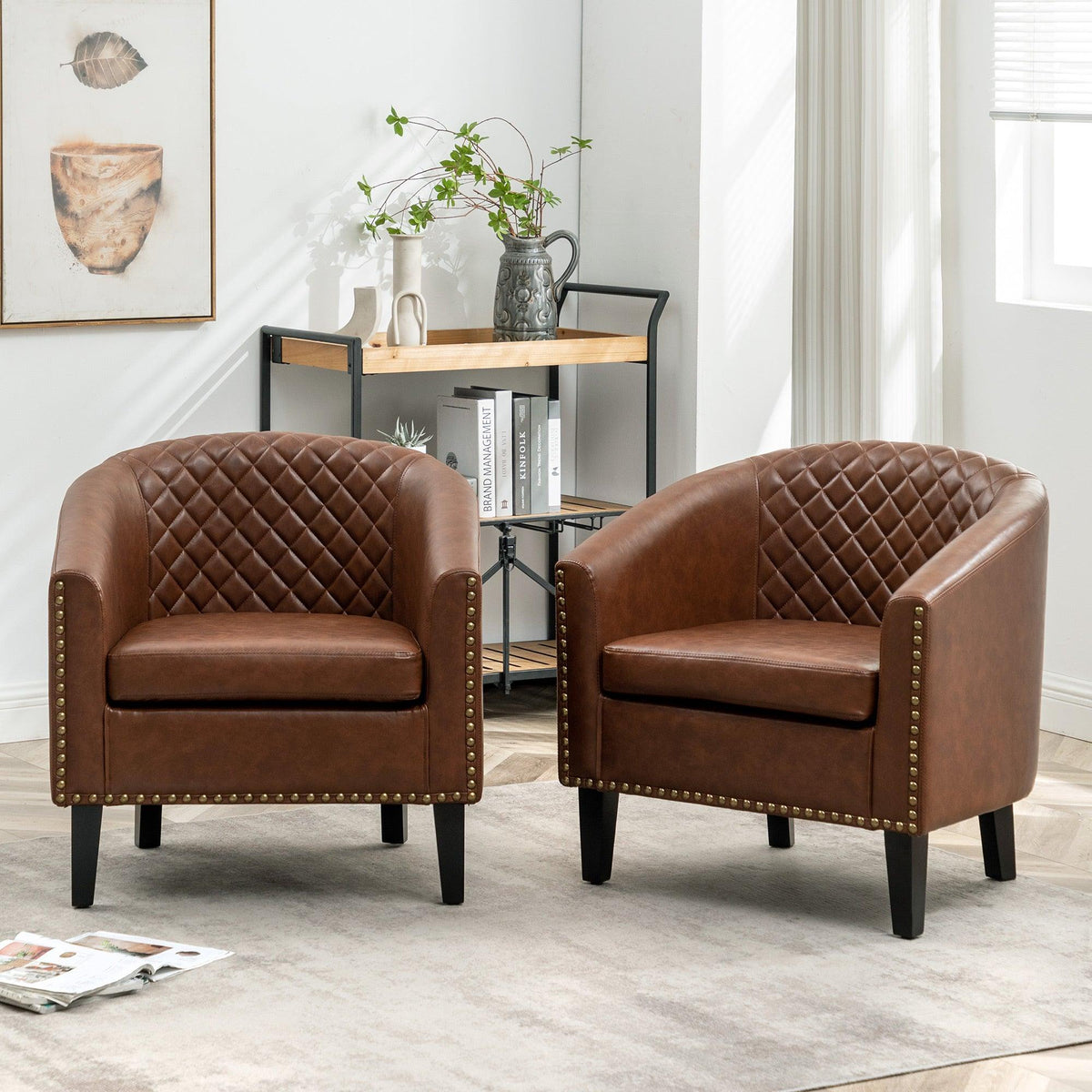 Logan Faux Leather Tufted Club Chair