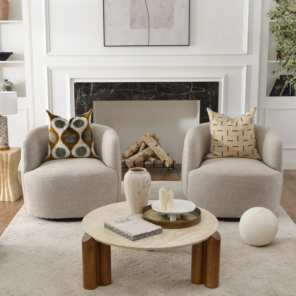 Ashlie Bouclé Swivel Barrel Chair