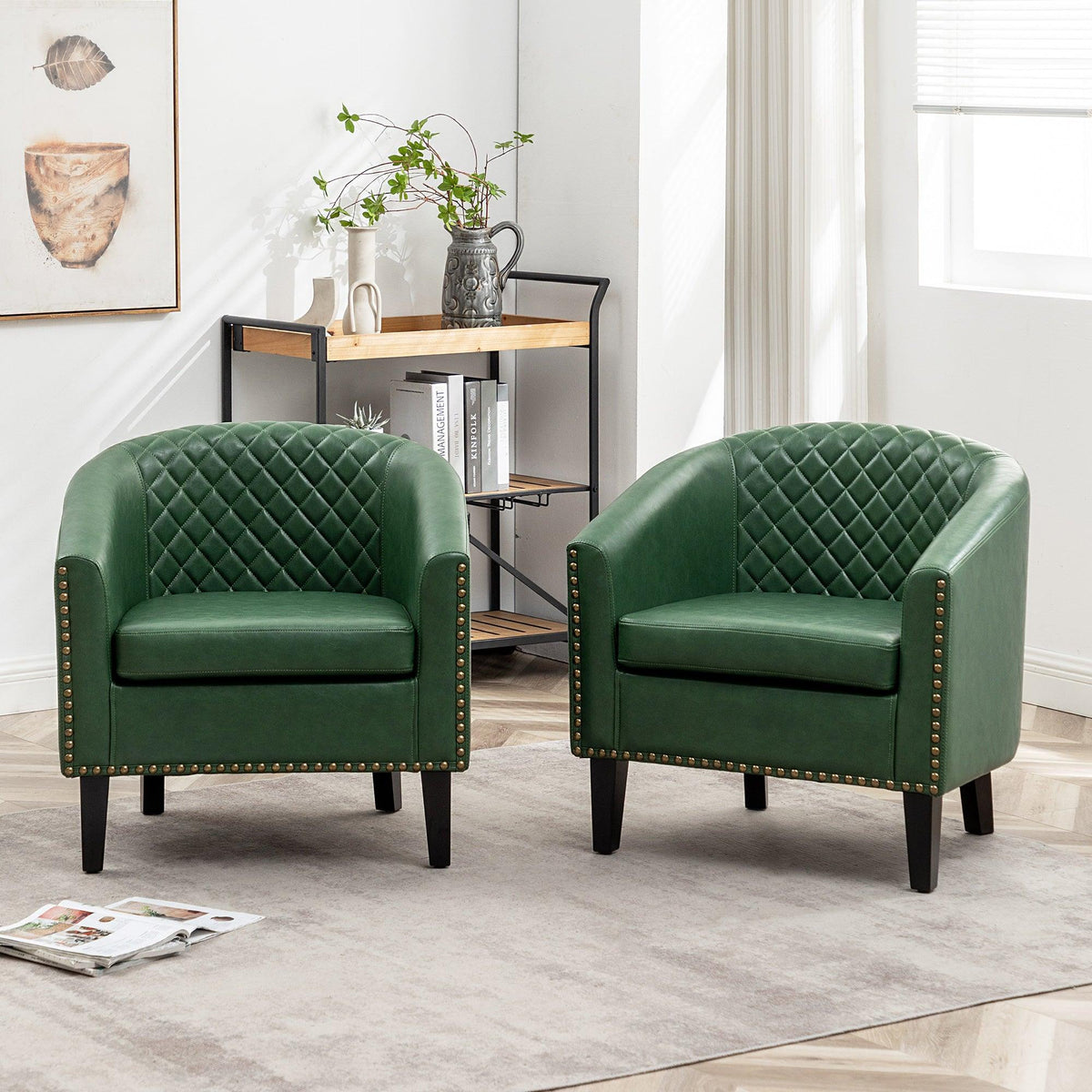 Logan Faux Leather Tufted Club Chair