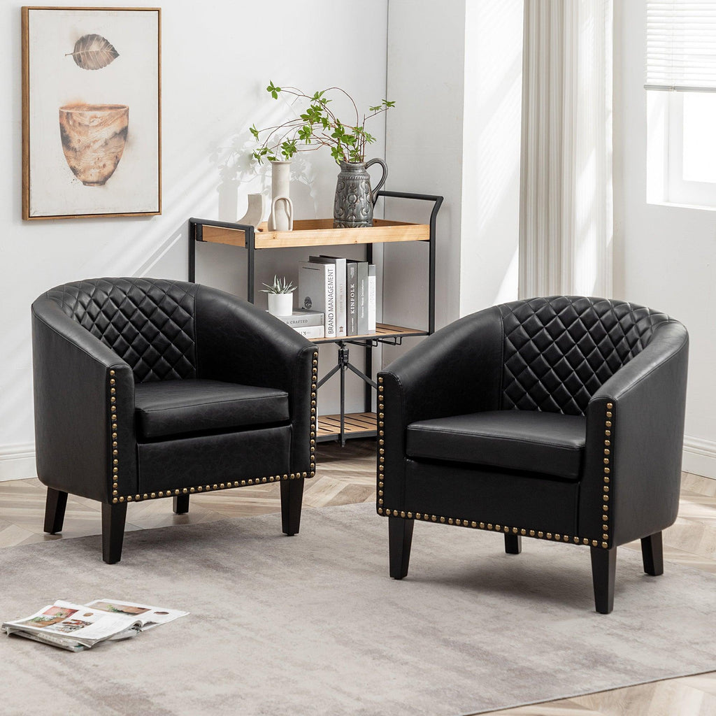 Logan Faux Leather Tufted Club Chair