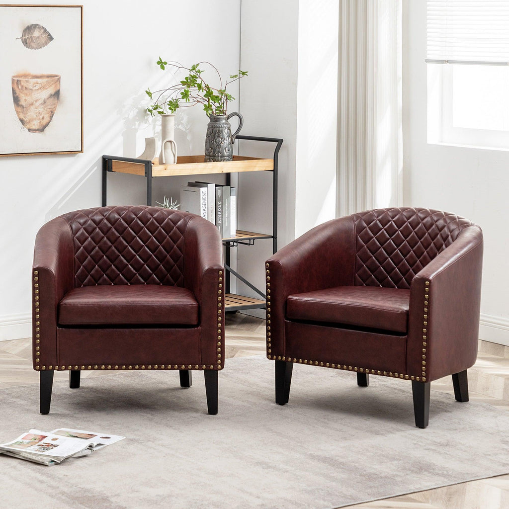 Logan Faux Leather Tufted Club Chair