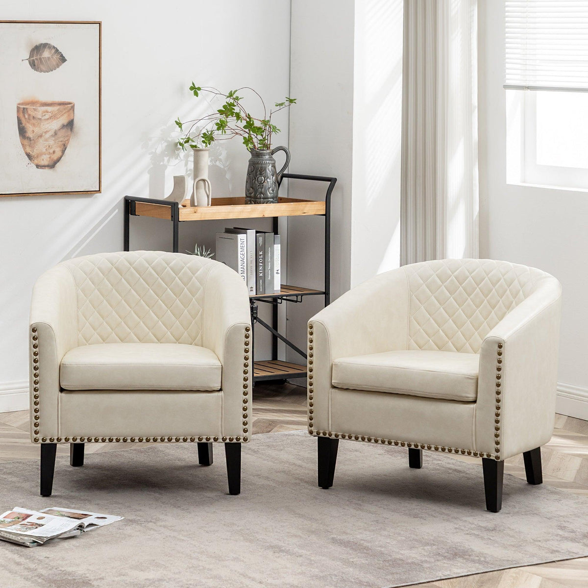 Logan Faux Leather Tufted Club Chair