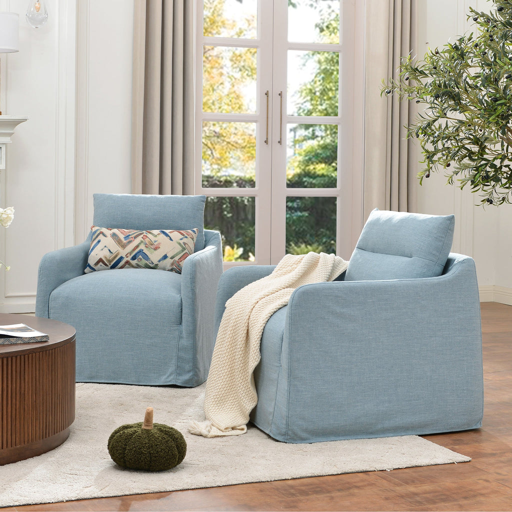 Clara Linen Slipcover Swivel Chair