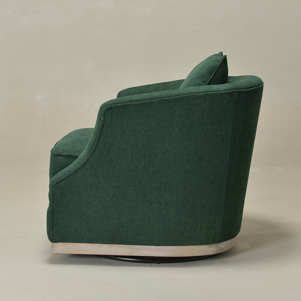 Minerva Linen Swivel Barrel Chair