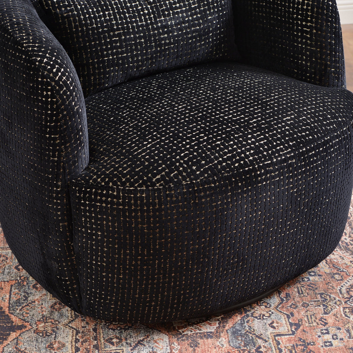 Teratect Exclusive | Ashlie Sculpted Jacquard Swivel Barrel Chair