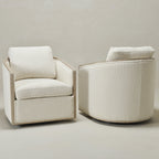 Claude Bouclé Swivel Barrel Chair