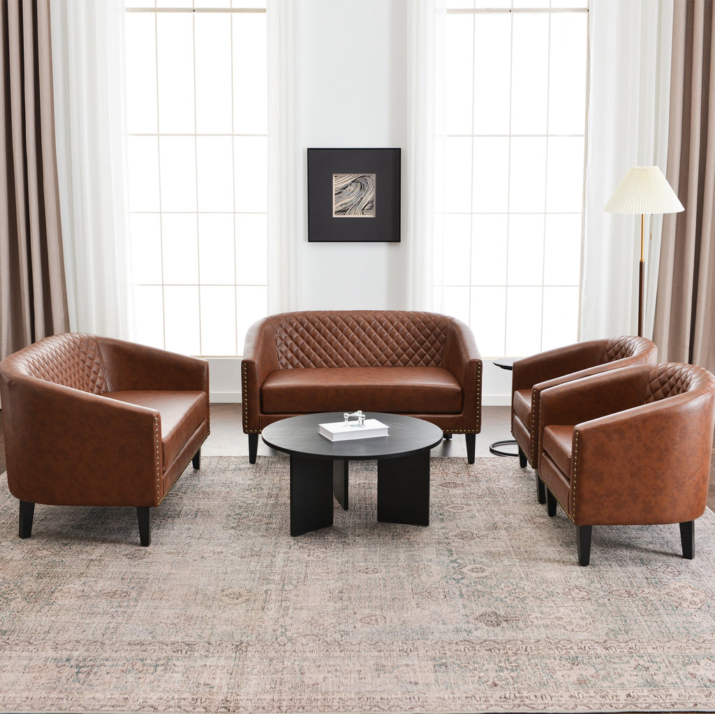 Logan Faux Leather Tufted Loveseat