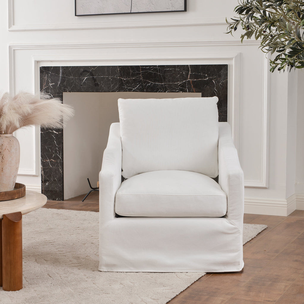 Charles Slipcover Swivel Barrel Chair