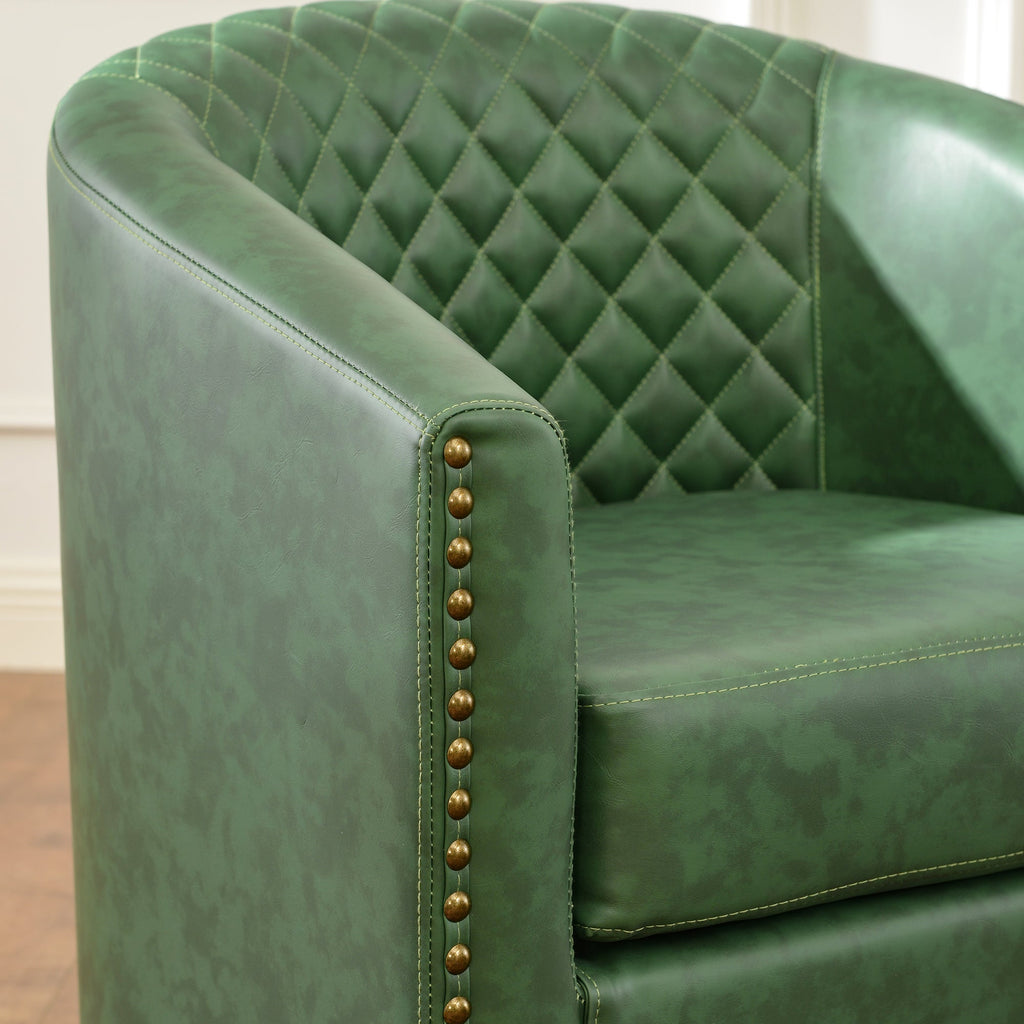 Logan Faux Leather Tufted Swivel Club Chair