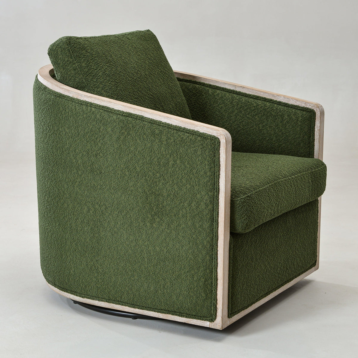 Claude Bouclé Swivel Barrel Chair